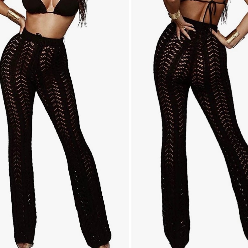 New Black Crochet Bikini Bottoms one size